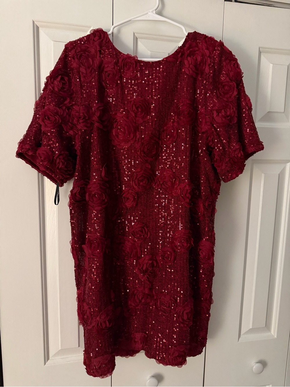 Lulu's Burgundy Floral Sequin Backless Dress